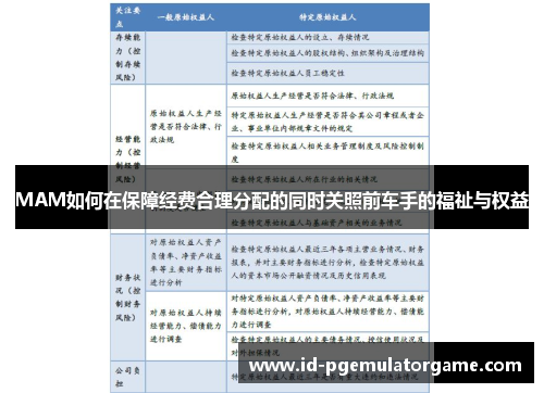 MAM如何在保障经费合理分配的同时关照前车手的福祉与权益