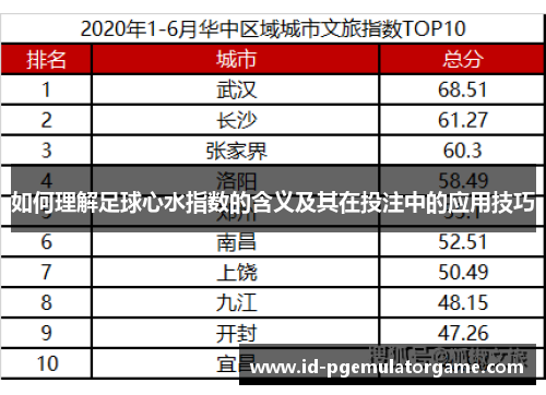 如何理解足球心水指数的含义及其在投注中的应用技巧